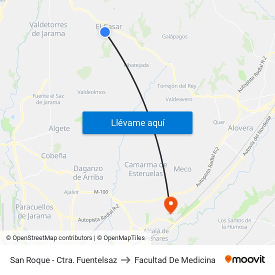 San Roque - Ctra. Fuentelsaz to Facultad De Medicina map