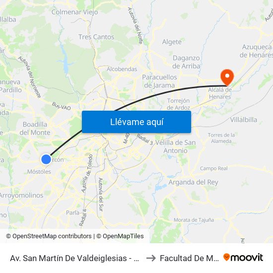 Av. San Martín De Valdeiglesias - Autocaravanas to Facultad De Medicina map