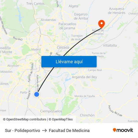 Sur - Polideportivo to Facultad De Medicina map