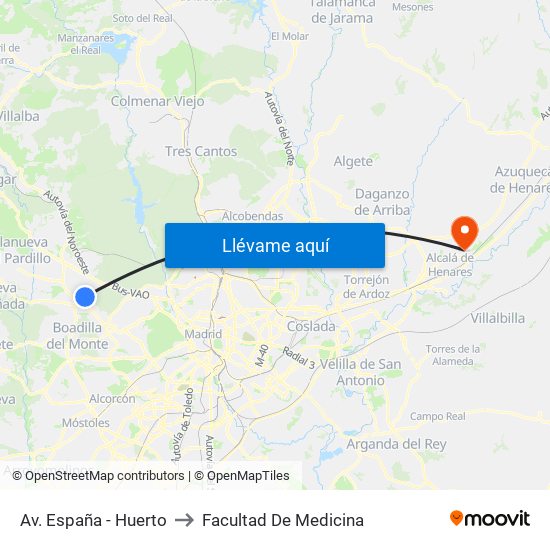 Av. España - Huerto to Facultad De Medicina map
