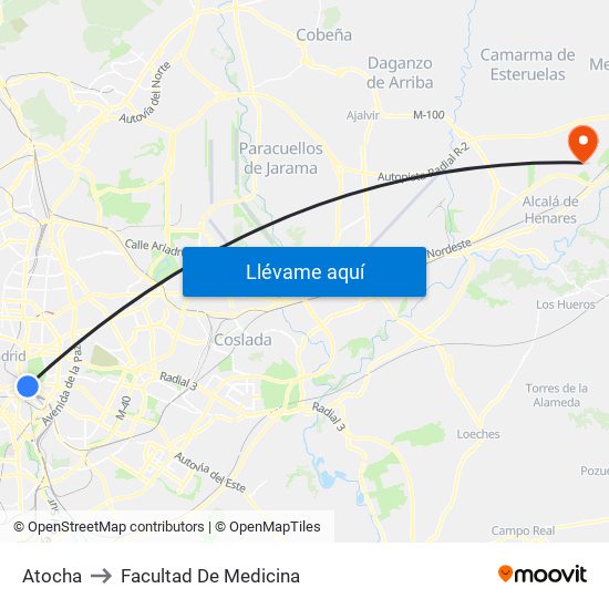 Atocha to Facultad De Medicina map