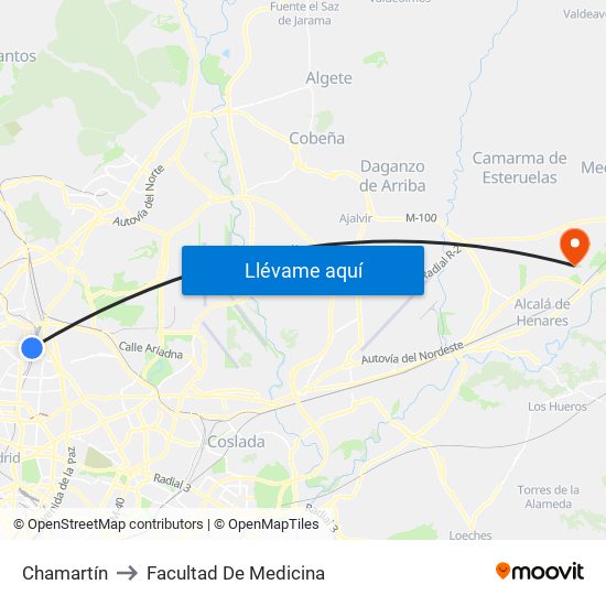 Chamartín to Facultad De Medicina map