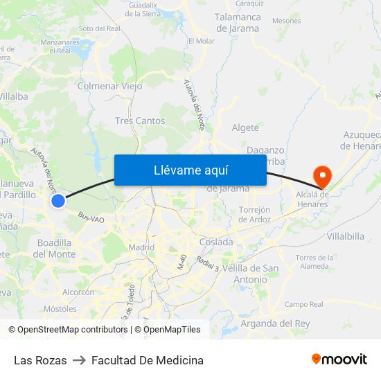 Las Rozas to Facultad De Medicina map