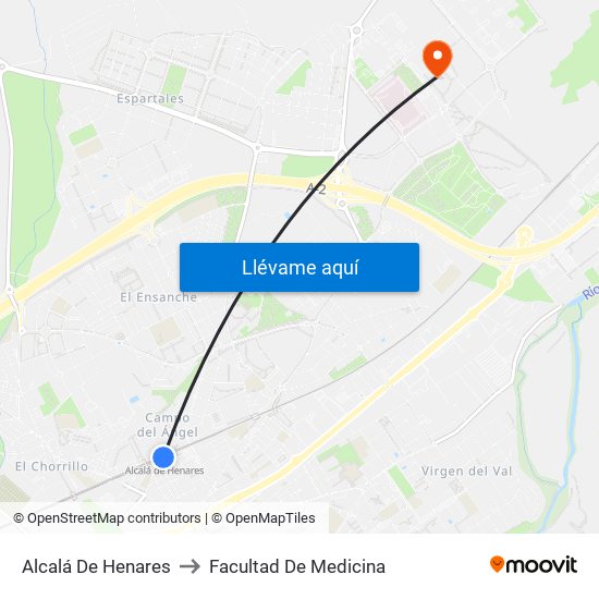 Alcalá De Henares to Facultad De Medicina map