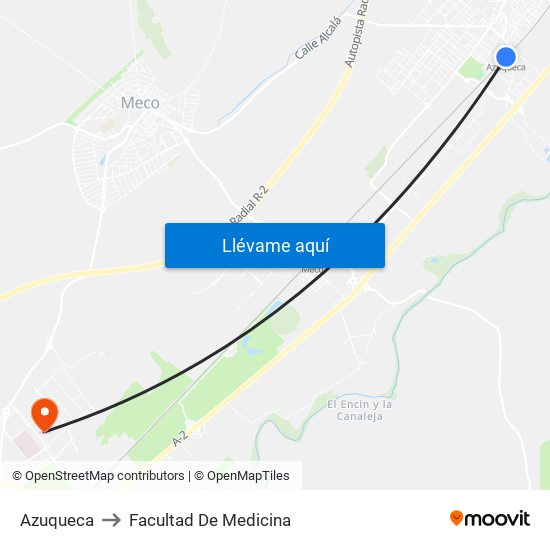 Azuqueca to Facultad De Medicina map