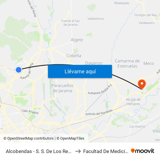 Alcobendas - S. S. De Los Reyes to Facultad De Medicina map