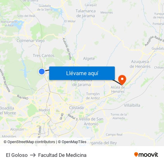 El Goloso to Facultad De Medicina map