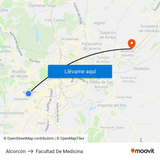 Alcorcón to Facultad De Medicina map