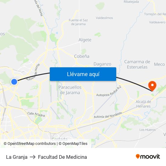 La Granja to Facultad De Medicina map
