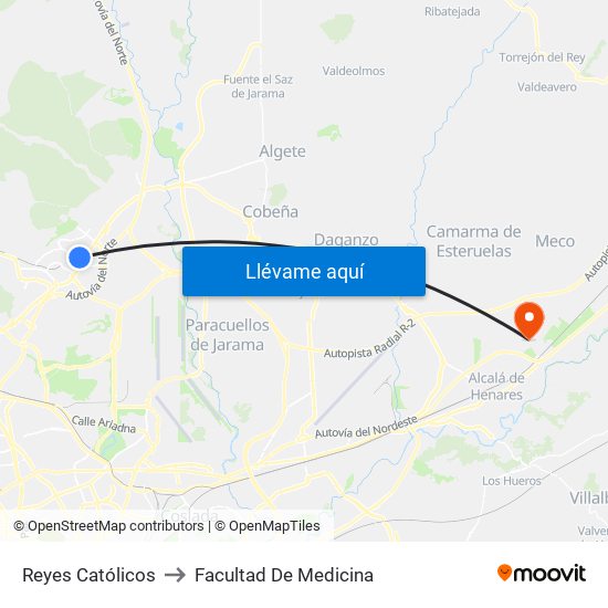 Reyes Católicos to Facultad De Medicina map