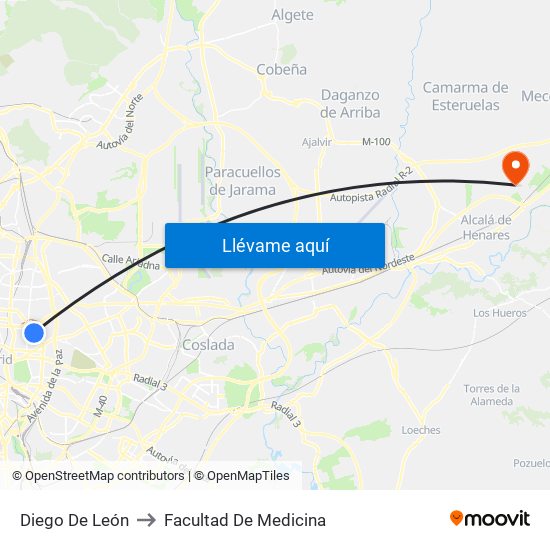 Diego De León to Facultad De Medicina map