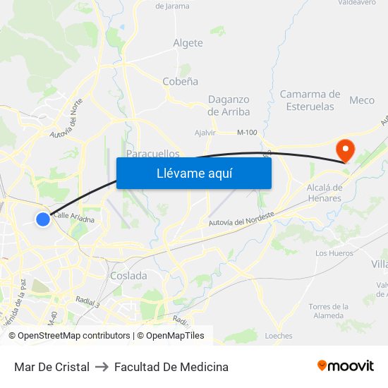 Mar De Cristal to Facultad De Medicina map