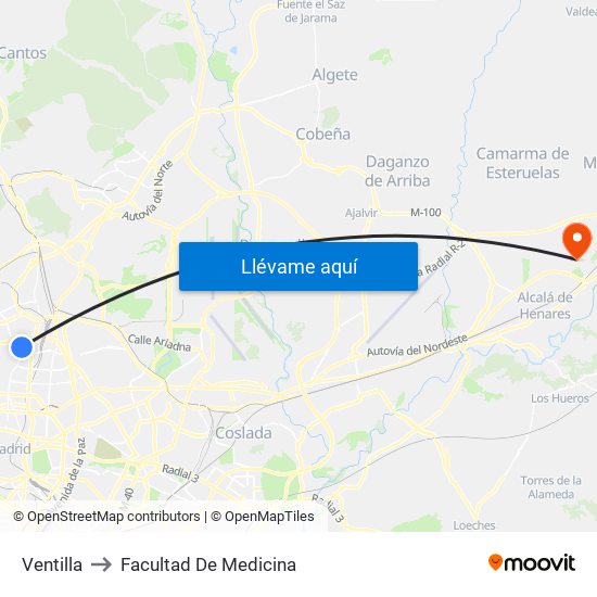 Ventilla to Facultad De Medicina map