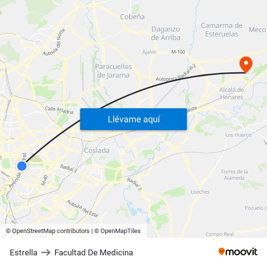 Estrella to Facultad De Medicina map