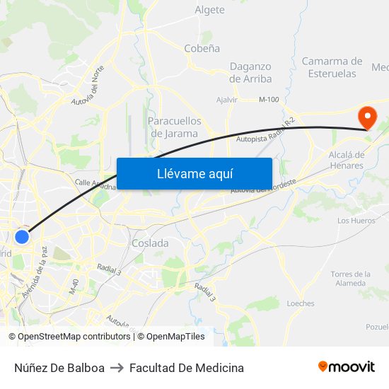 Núñez De Balboa to Facultad De Medicina map