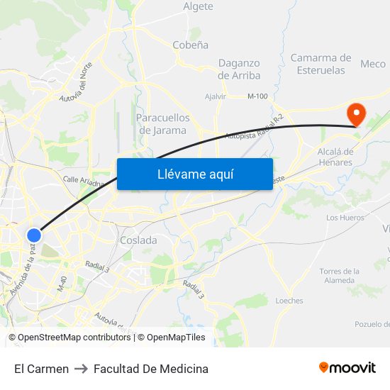 El Carmen to Facultad De Medicina map