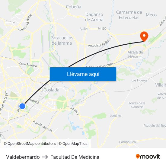 Valdebernardo to Facultad De Medicina map