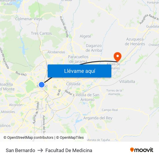 San Bernardo to Facultad De Medicina map