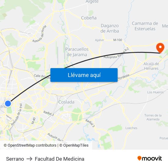 Serrano to Facultad De Medicina map