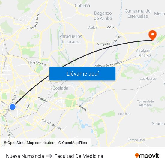Nueva Numancia to Facultad De Medicina map