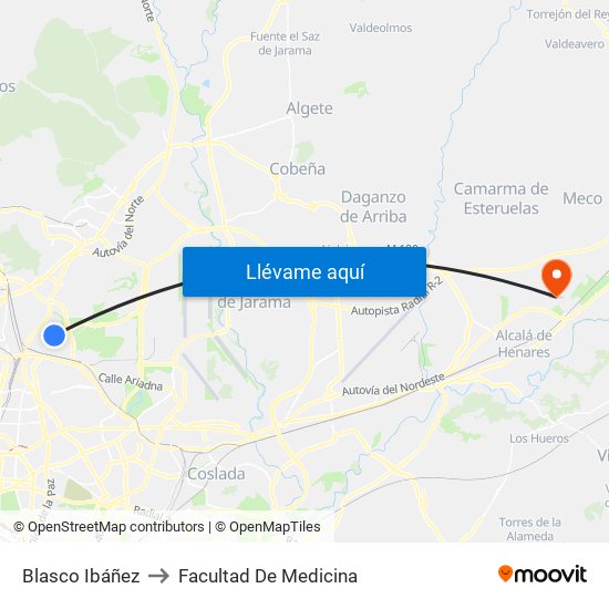 Blasco Ibáñez to Facultad De Medicina map