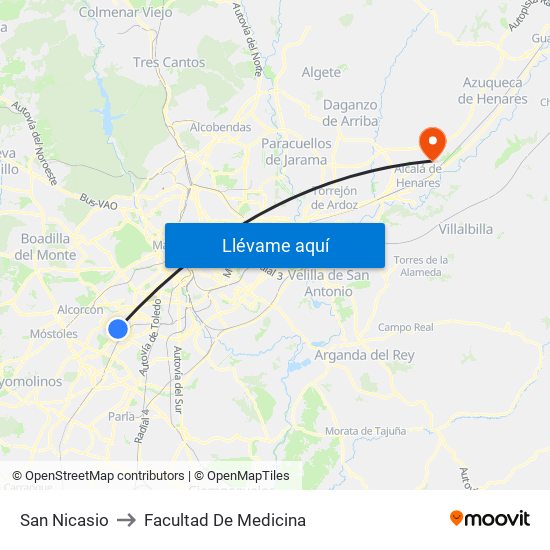 San Nicasio to Facultad De Medicina map