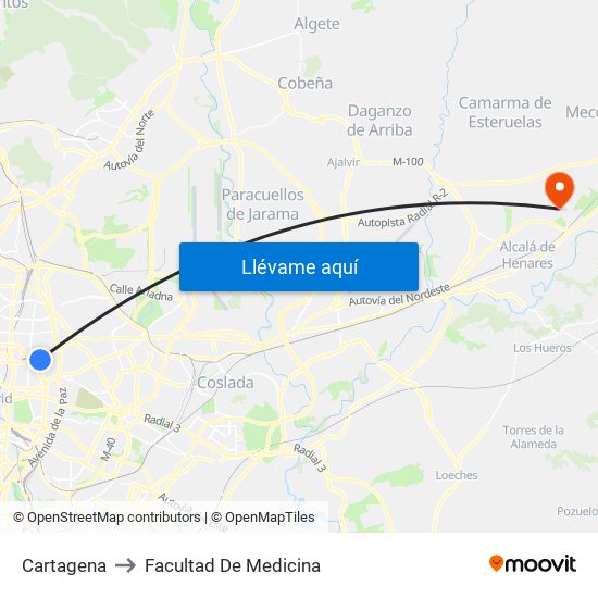 Cartagena to Facultad De Medicina map