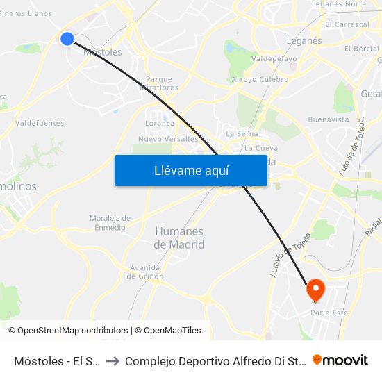 Móstoles - El Soto to Complejo Deportivo Alfredo Di Stéfano map