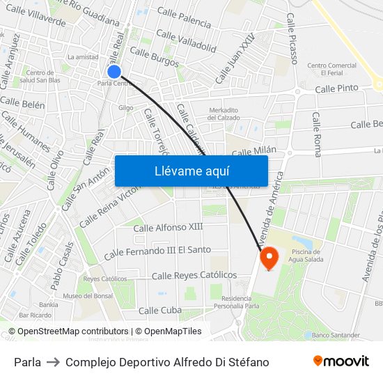 Parla to Complejo Deportivo Alfredo Di Stéfano map