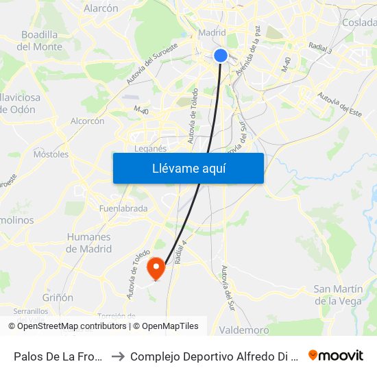 Palos De La Frontera to Complejo Deportivo Alfredo Di Stéfano map