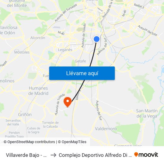 Villaverde Bajo - Cruce to Complejo Deportivo Alfredo Di Stéfano map