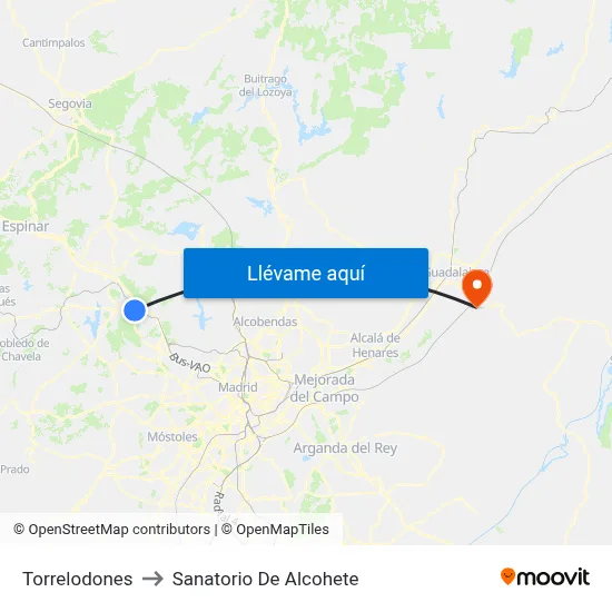 Torrelodones to Sanatorio De Alcohete map