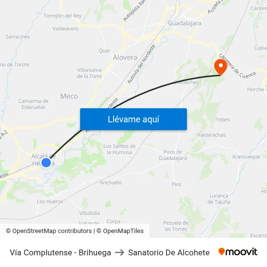 Vía Complutense - Brihuega to Sanatorio De Alcohete map