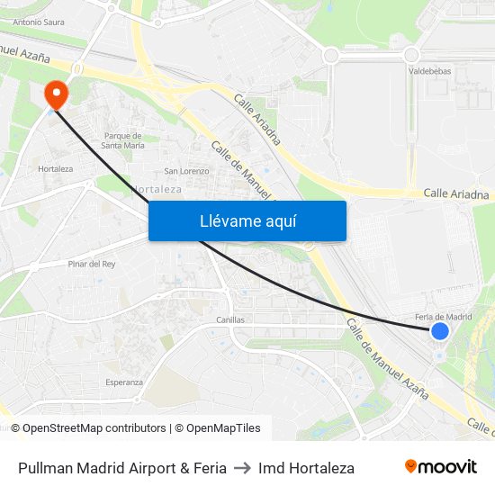 Pullman Madrid Airport & Feria to Imd Hortaleza map