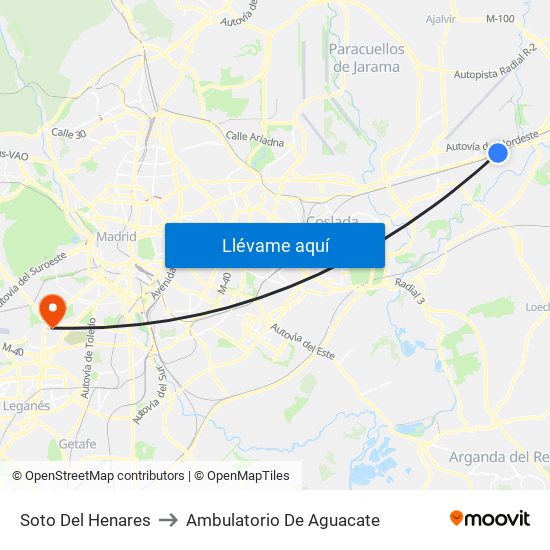 Soto Del Henares to Ambulatorio De Aguacate map