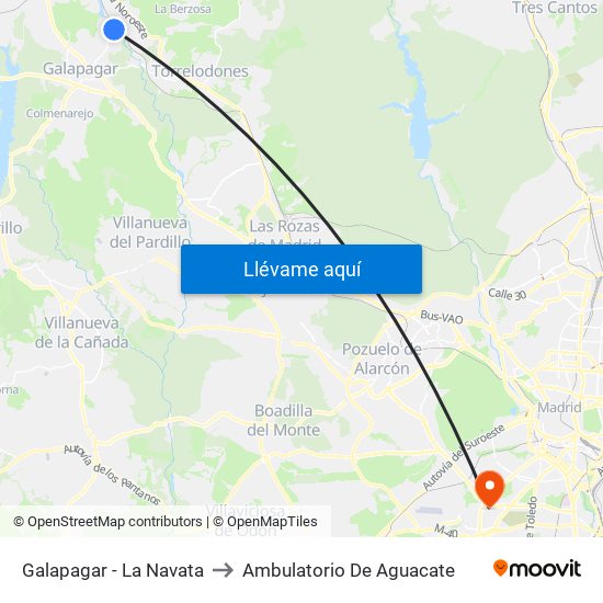 Galapagar - La Navata to Ambulatorio De Aguacate map