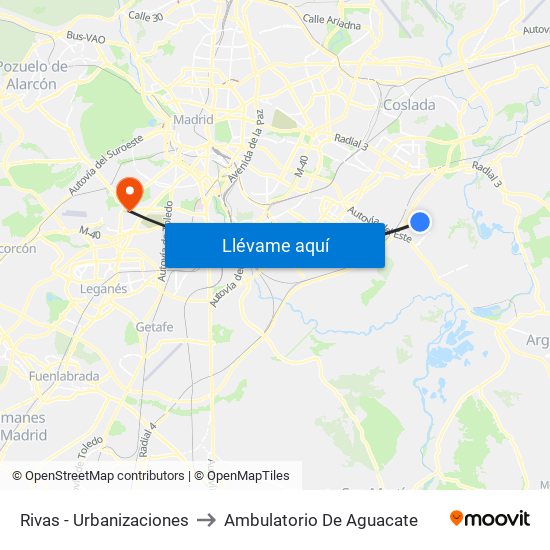 Rivas - Urbanizaciones to Ambulatorio De Aguacate map