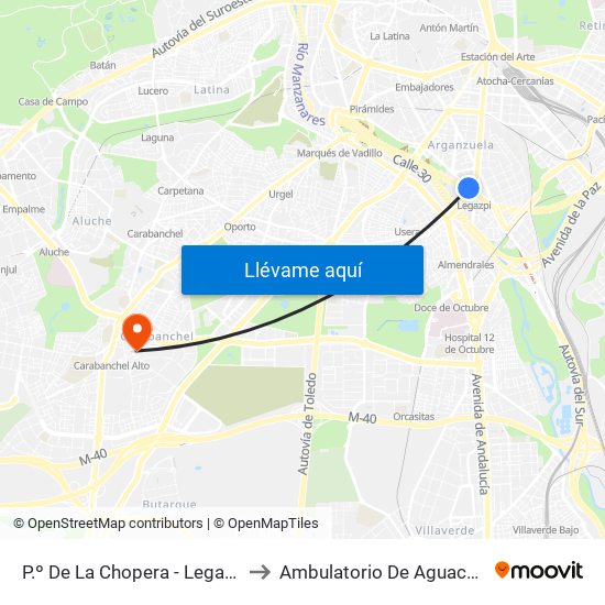 P.º De La Chopera - Legazpi to Ambulatorio De Aguacate map