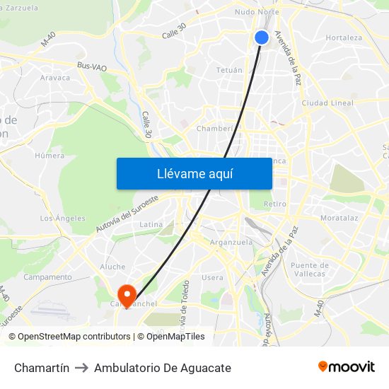 Chamartín to Ambulatorio De Aguacate map