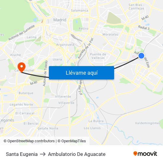 Santa Eugenia to Ambulatorio De Aguacate map