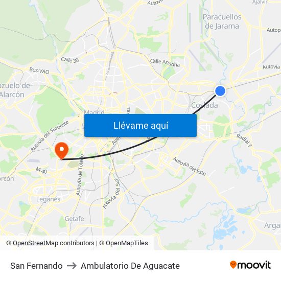 San Fernando to Ambulatorio De Aguacate map