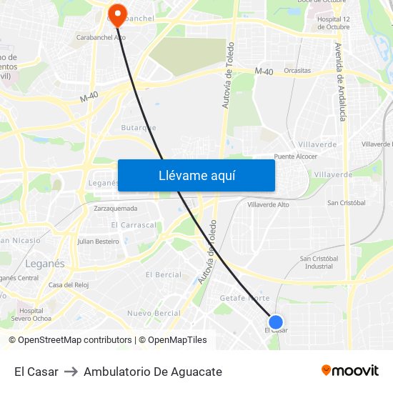 El Casar to Ambulatorio De Aguacate map