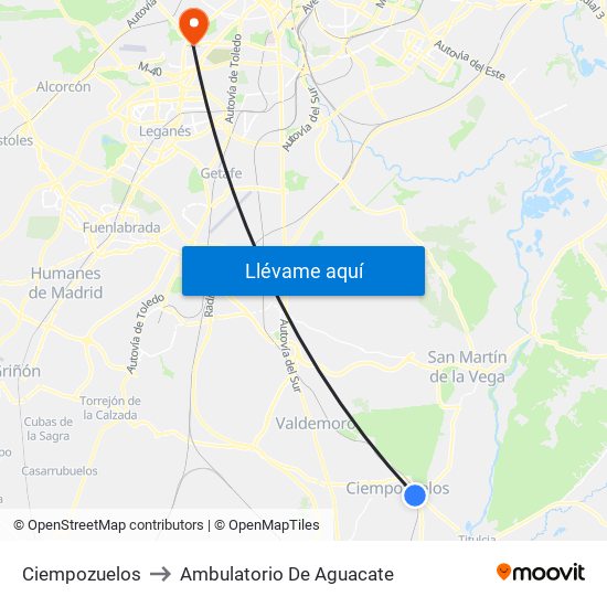 Ciempozuelos to Ambulatorio De Aguacate map