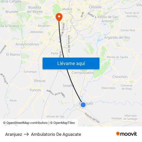 Aranjuez to Ambulatorio De Aguacate map