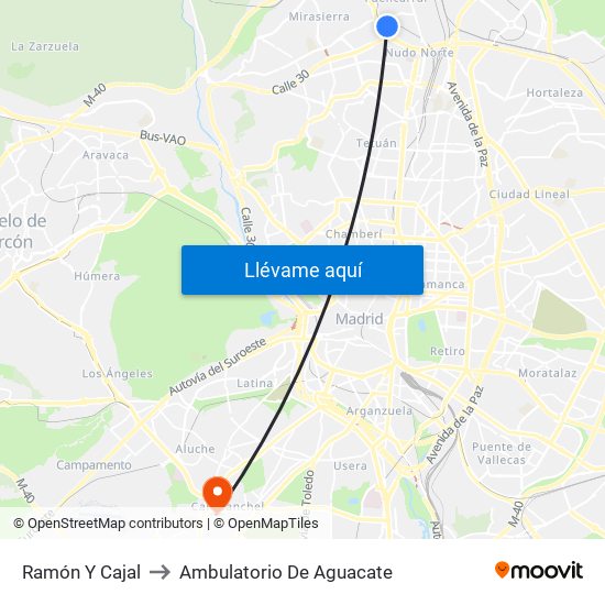 Ramón Y Cajal to Ambulatorio De Aguacate map