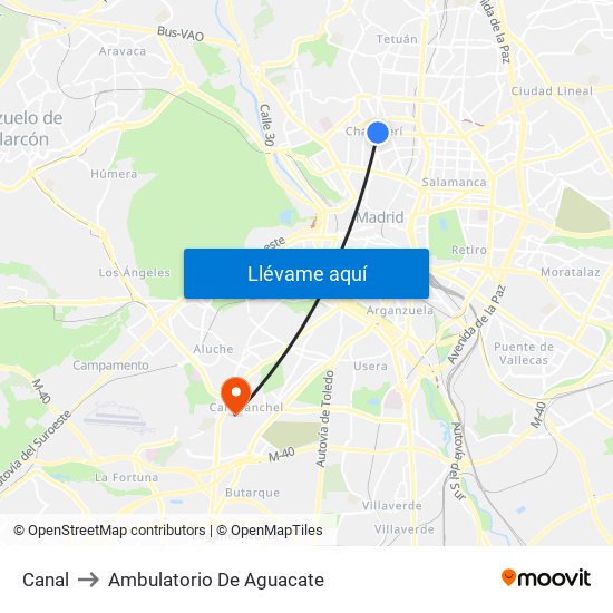 Canal to Ambulatorio De Aguacate map