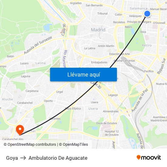 Goya to Ambulatorio De Aguacate map