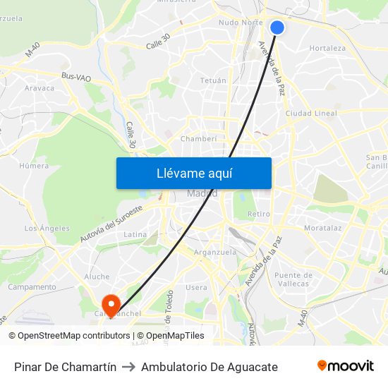 Pinar De Chamartín to Ambulatorio De Aguacate map
