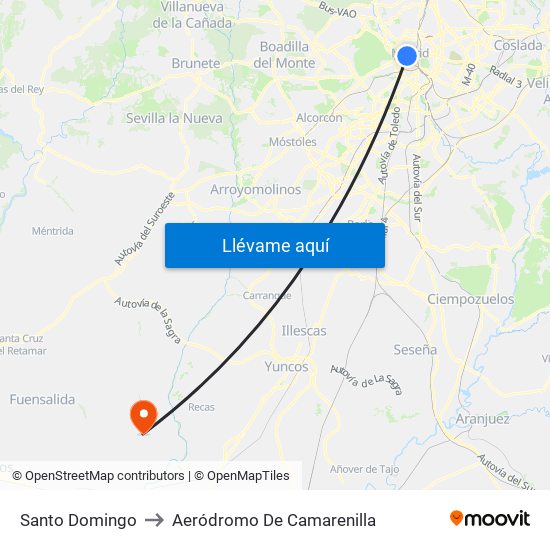 Santo Domingo to Aeródromo De Camarenilla map