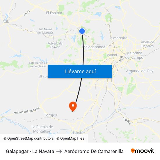 Galapagar - La Navata to Aeródromo De Camarenilla map